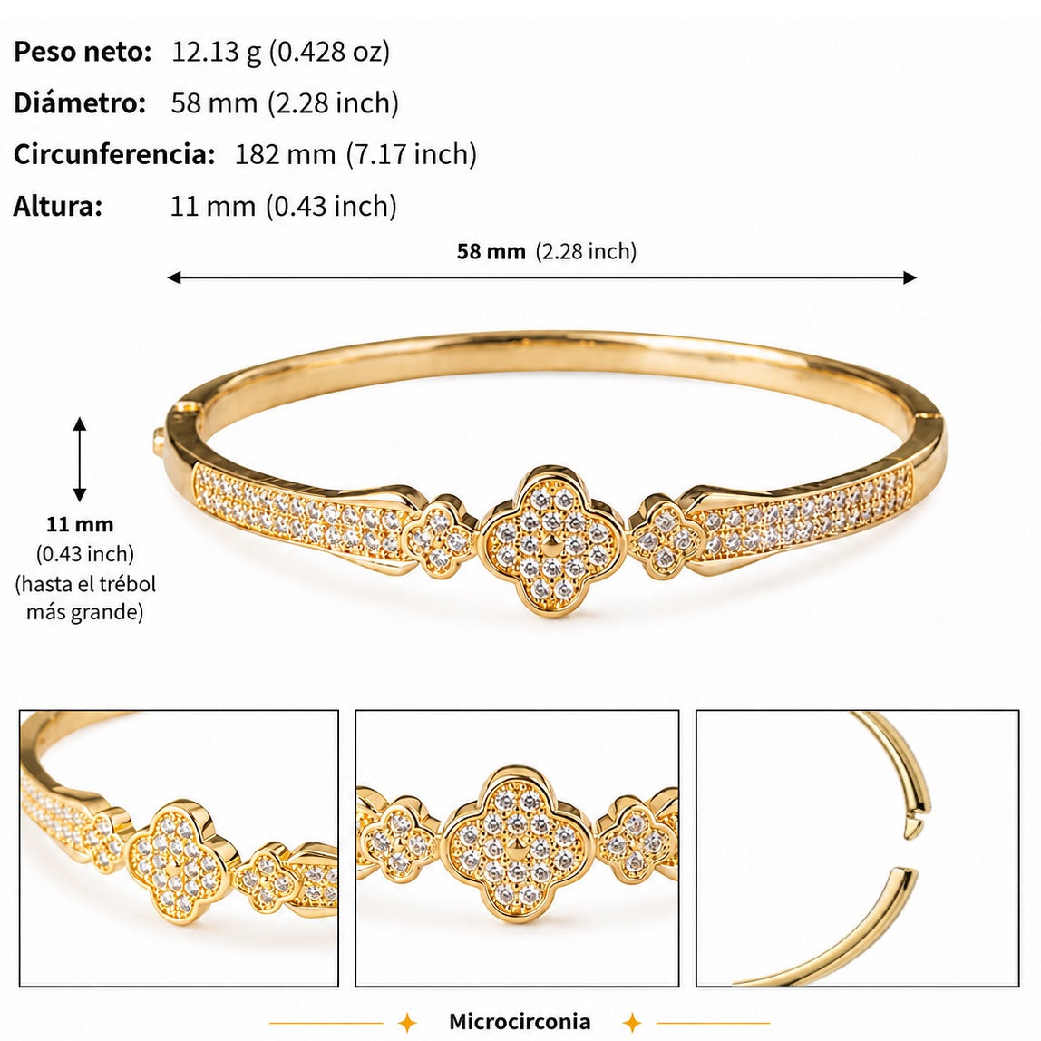 Brazalete Dorado Microcirconia Encanto