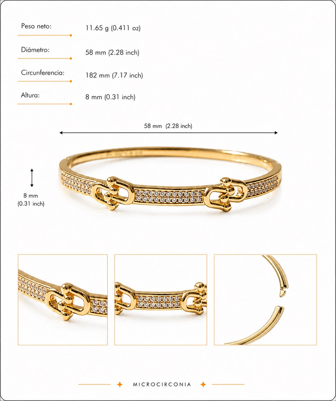 Brazalete Dorado Microcirconia Trenzado Delgado