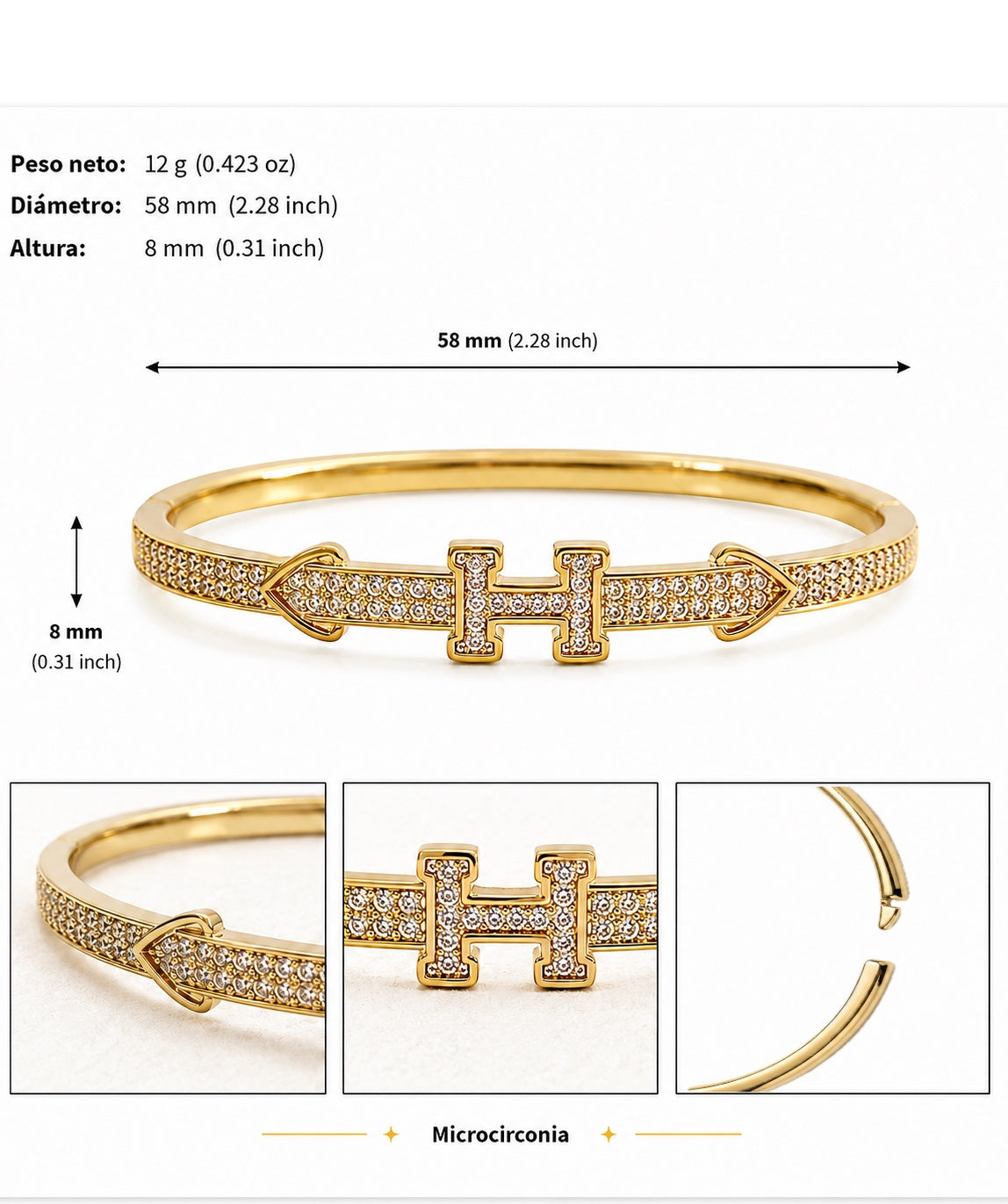 Brazalete Dorado Microcirconia Vanguardia