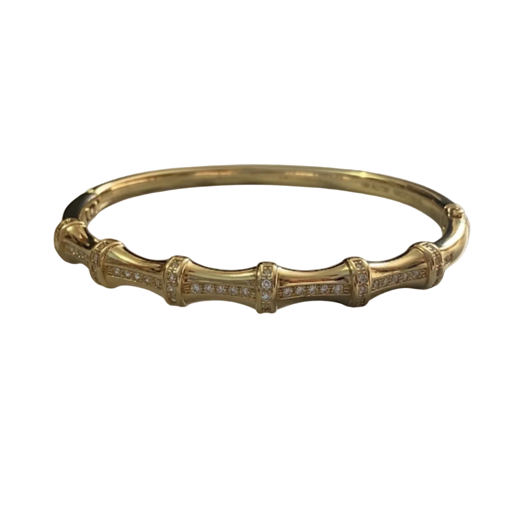 Brazalete Dorado Microcirconia Motivo Floral Continuo