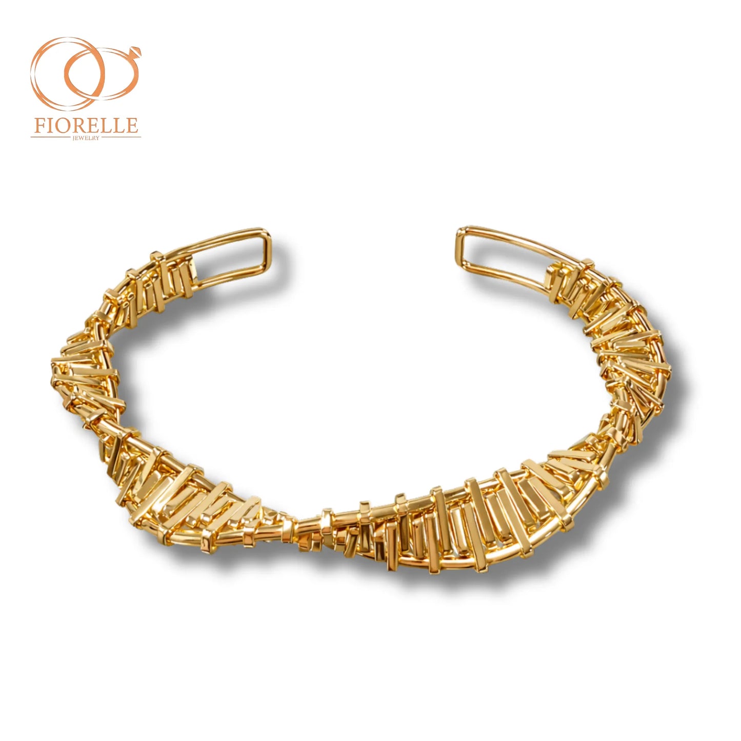 Brazalete Dorado Estructura Geométrica Articulada