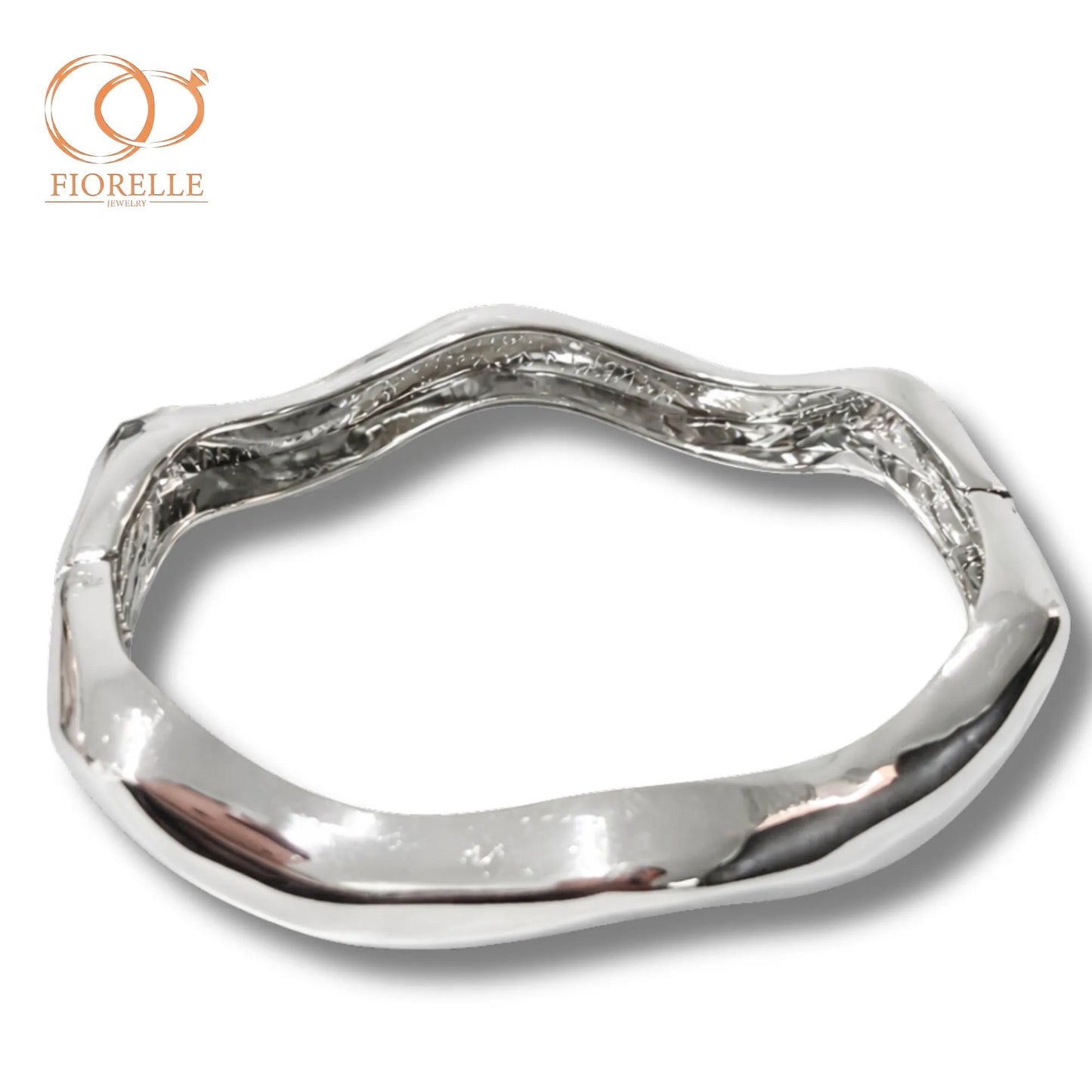 Brazalete Plateado Orgánico Texturizado
