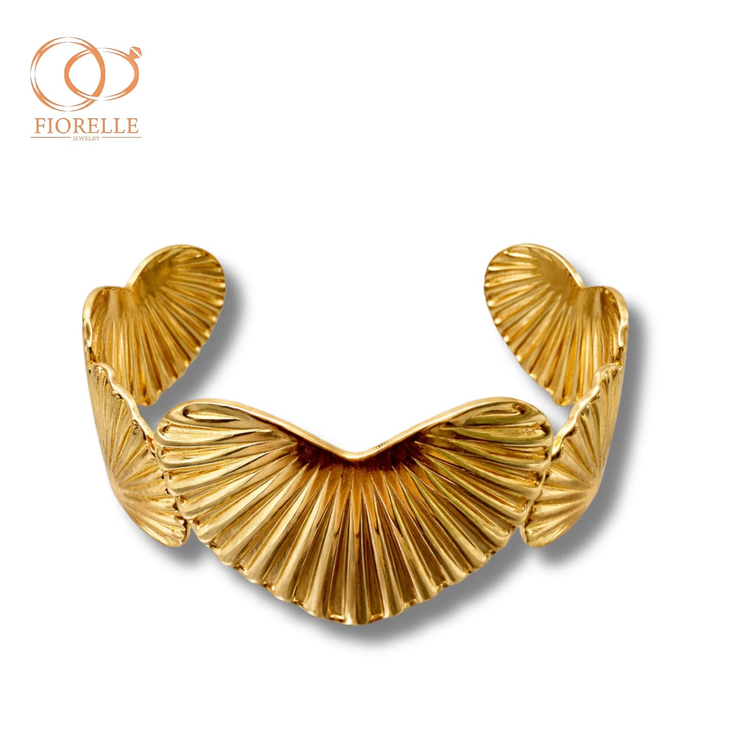 Pulsera Brazalete Dorada Diseño Conchas Abanico