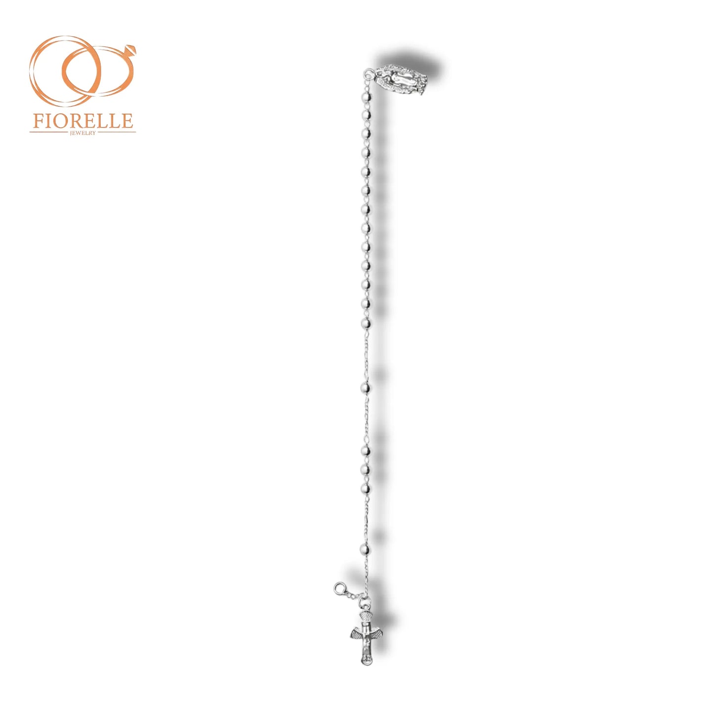 Pulsera Rosario Plateado con Crucifijo