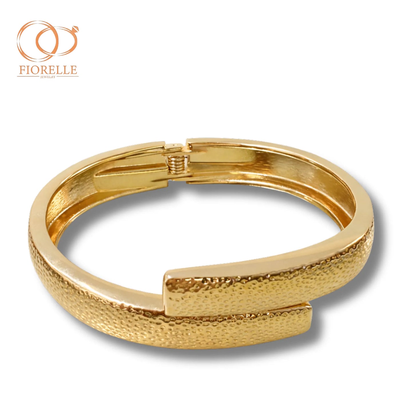 Pulsera Brazalete Dorado Texturizado Diseño Minimalista
