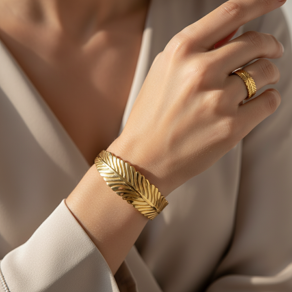 Brazalete Cuff Hoja Tropical