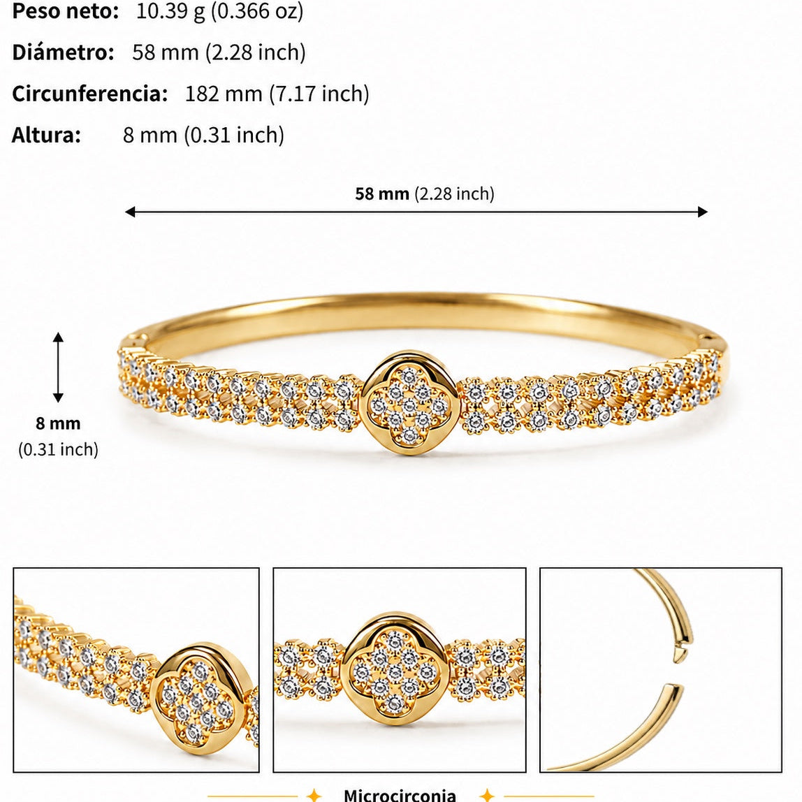 Brazalete Dorado Microcirconia Esencia