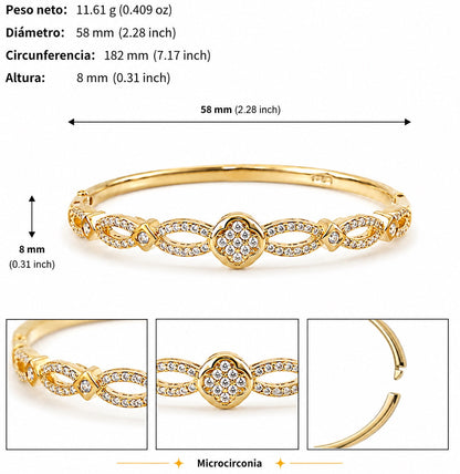 Brazalete Dorado Microcirconia Motivo Ornamentado Continuo