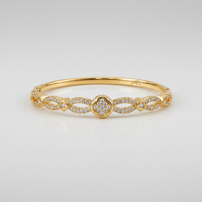 Brazalete Dorado Microcirconia Motivo Ornamentado Continuo