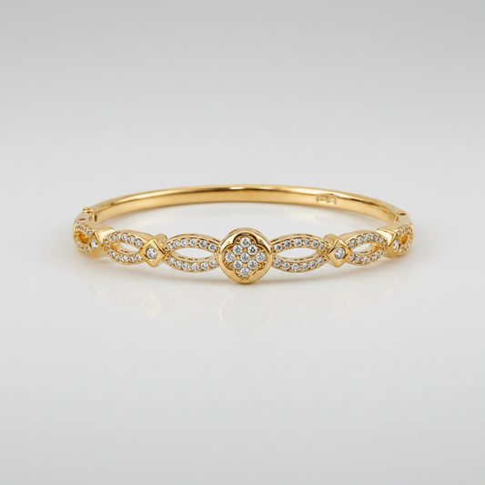 Brazalete Dorado Microcirconia Motivo Ornamentado Continuo