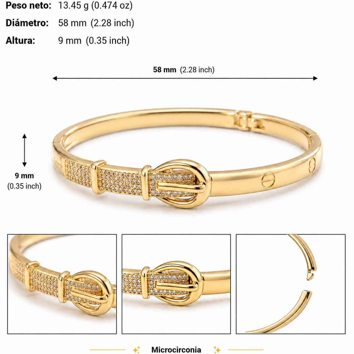 Brazalete Dorado Microcirconia Vínculo