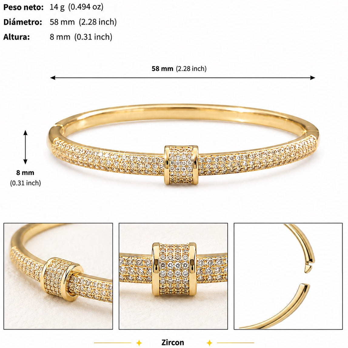 Brazalete Dorado Microcirconia Horizonte