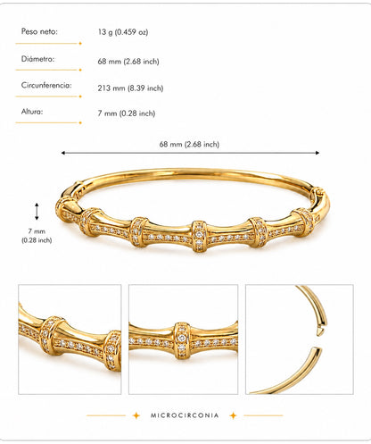 Brazalete Dorado Microcirconia Motivo Floral Continuo