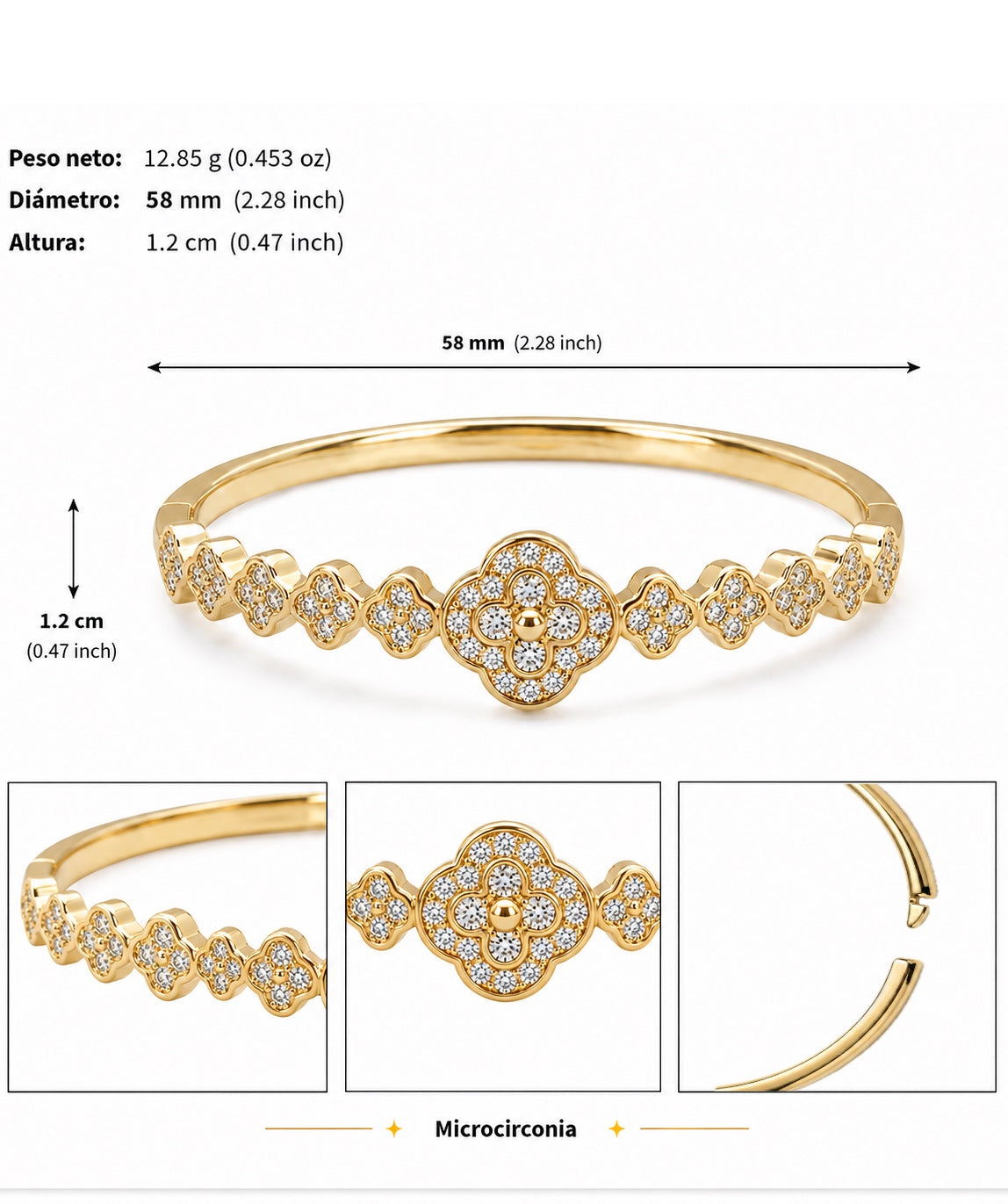 Brazalete Dorado Microcirconia Azahar