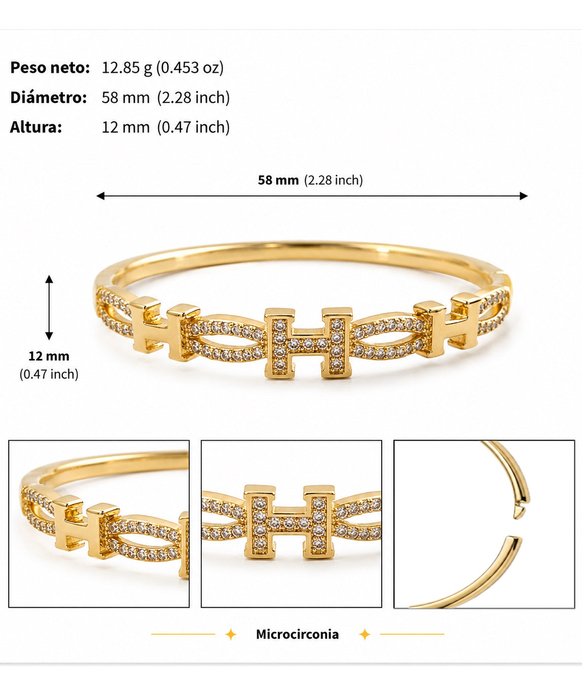 Brazalete Dorado Microcirconia Aura