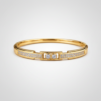 Brazalete Dorado Microcirconia Doble Destello Central