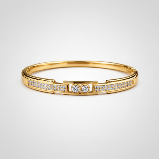Brazalete Dorado Microcirconia Doble Destello Central