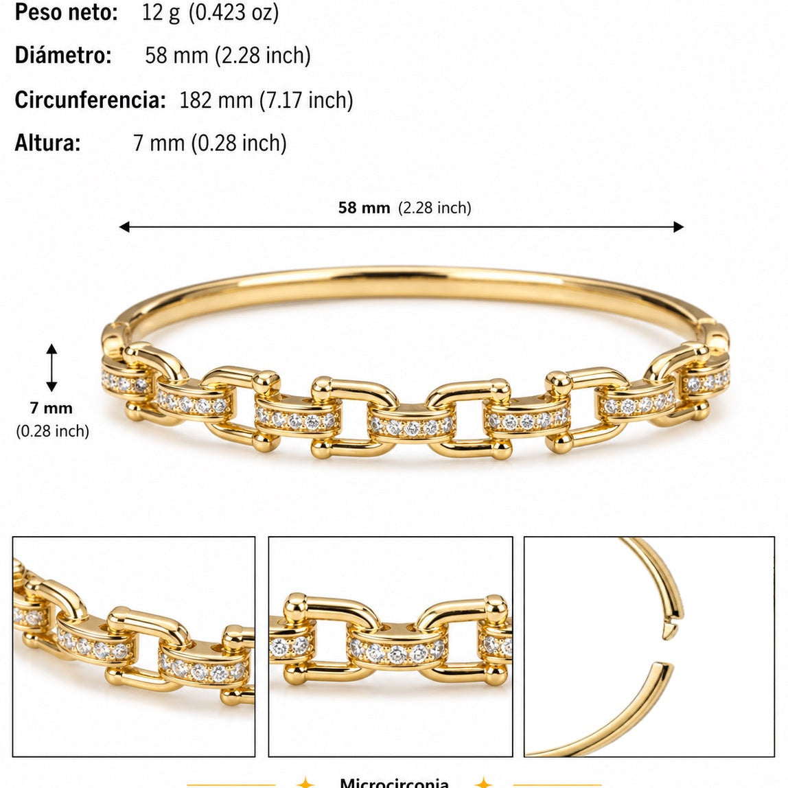 Brazalete Dorado Microcirconia Trenzado Imperial