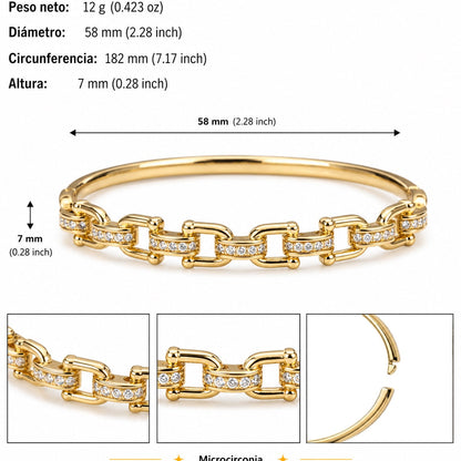 Brazalete Dorado Microcirconia Trenzado Imperial