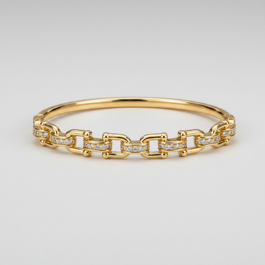Brazalete Dorado Microcirconia Trenzado Imperial
