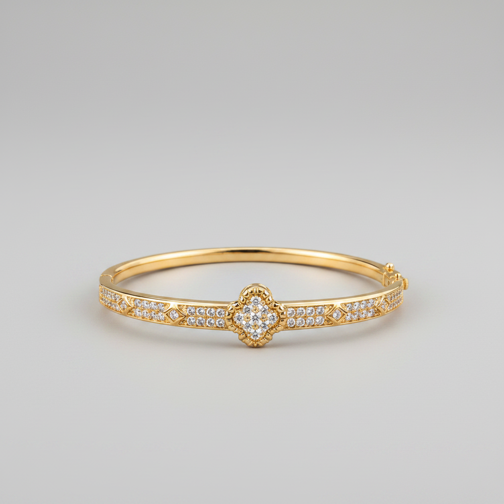 Brazalete Dorado Microcirconia Motivo Oval Central