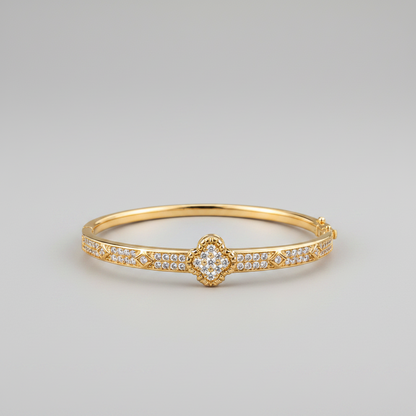 Brazalete Dorado Microcirconia Motivo Oval Central