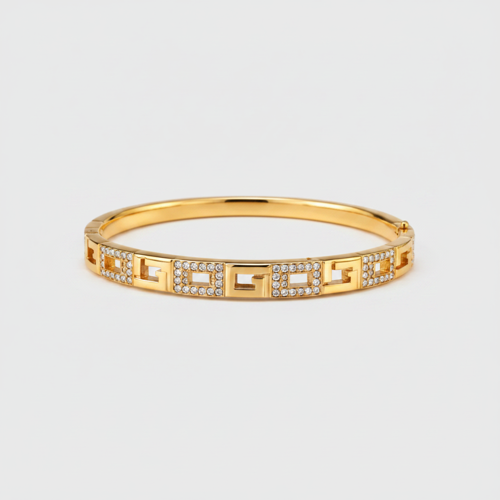 Brazalete con baño en oro 18k de Microcirconia con Diseño Entrelazado