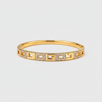 Brazalete con baño en oro 18k de Microcirconia con Diseño Entrelazado