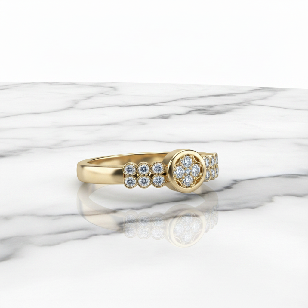 Anillo Microcirconia Medallón Circular