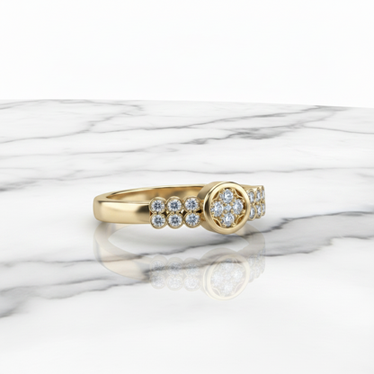 Anillo Microcirconia Medallón Circular