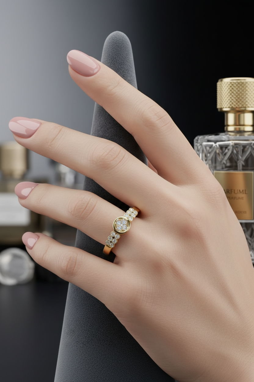 Anillo Microcirconia Medallón Circular