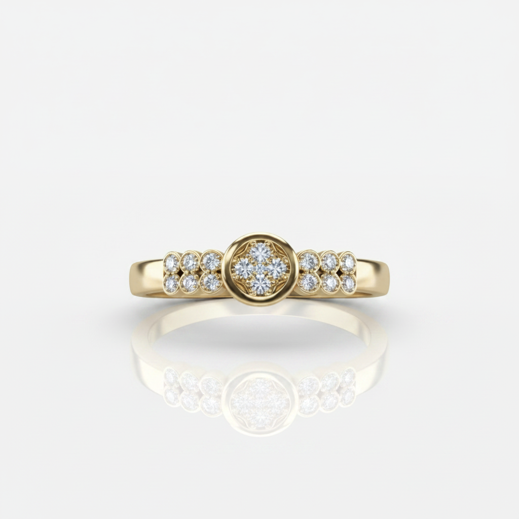 Anillo Microcirconia Medallón Circular