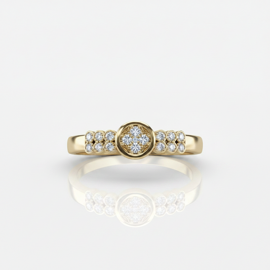 Anillo Microcirconia Medallón Circular