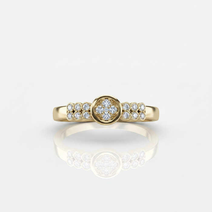 Anillo Microcirconia Medallón Circular
