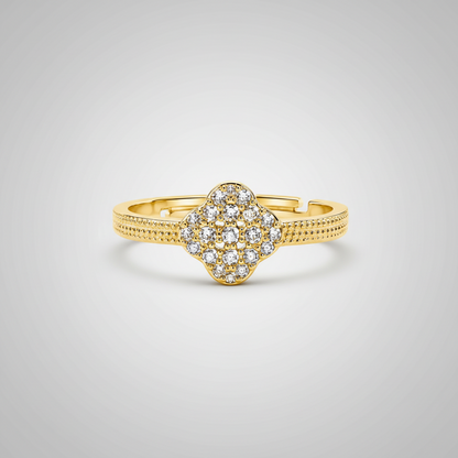 Anillo Microcirconia Trébol Texturizado