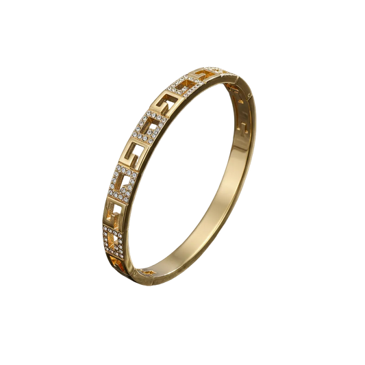 Brazalete con baño en oro 18k de Microcirconia con Diseño Entrelazado