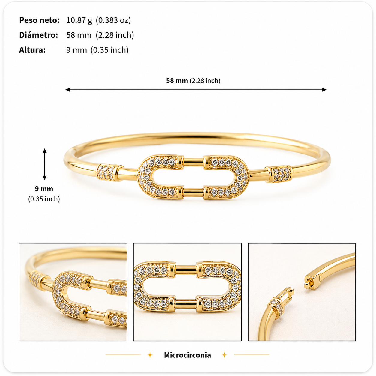 Brazalete Dorado Microcirconia Infinito