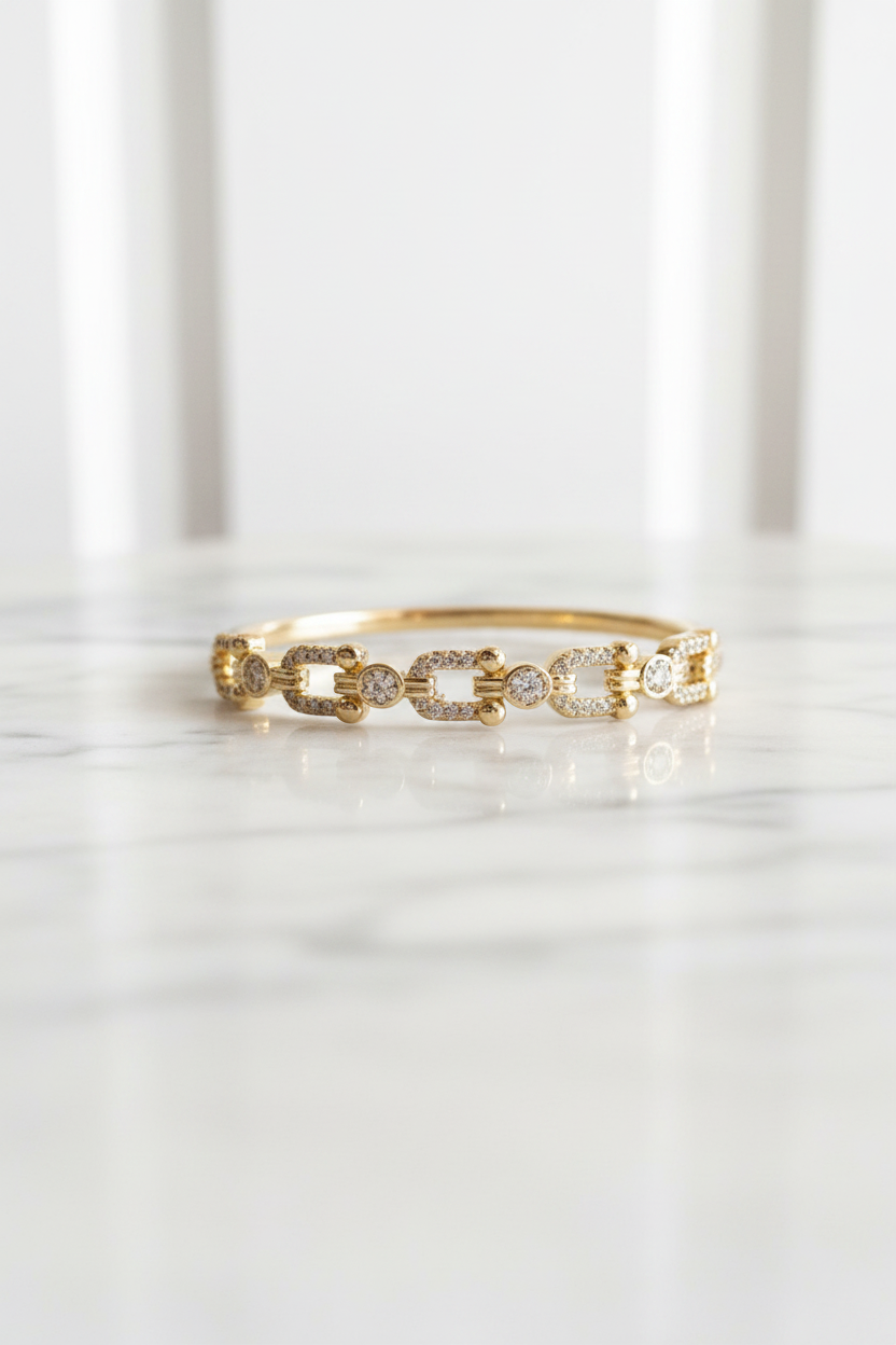 Brazalete Oro 18K Microcirconia Enlace