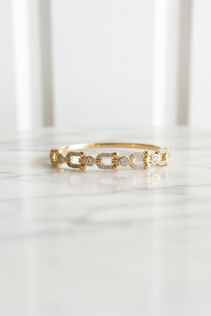 Brazalete Oro 18K Microcirconia Enlace