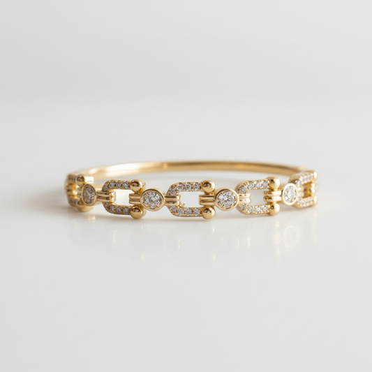 Brazalete Oro 18K Microcirconia Enlace