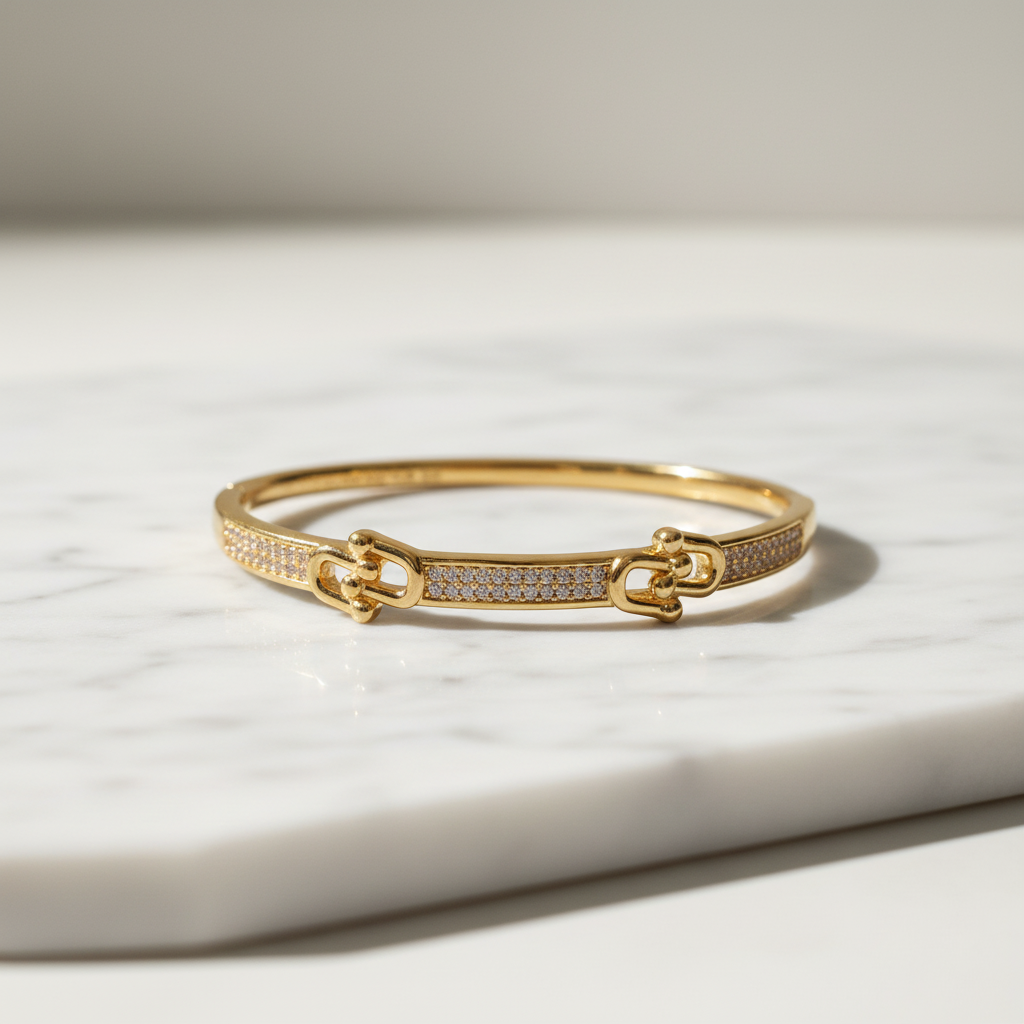 Brazalete Dorado Microcirconia Trenzado Delgado