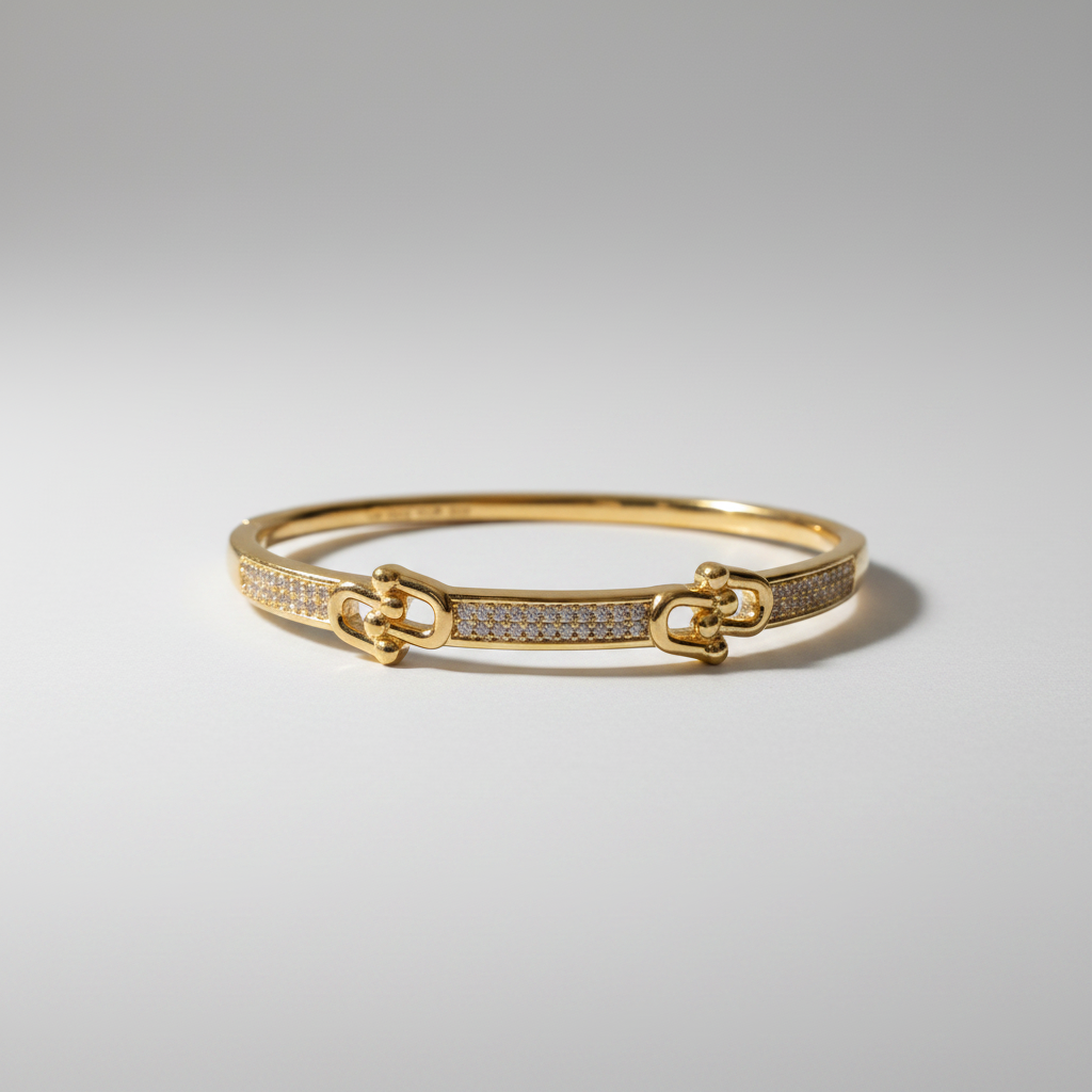 Brazalete Dorado Microcirconia Trenzado Delgado