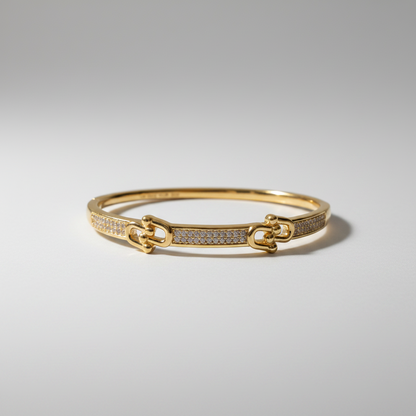 Brazalete Dorado Microcirconia Trenzado Delgado