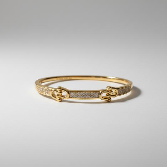Brazalete Dorado Microcirconia Trenzado Delgado