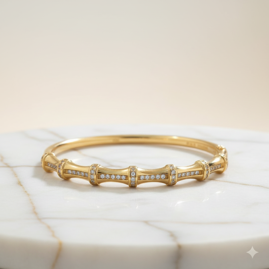 Brazalete Dorado Microcirconia Motivo Floral Continuo
