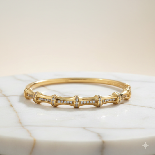 Brazalete Dorado Microcirconia Motivo Floral Continuo