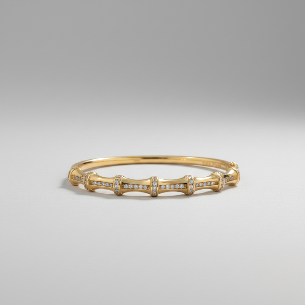 Brazalete Dorado Microcirconia Motivo Floral Continuo