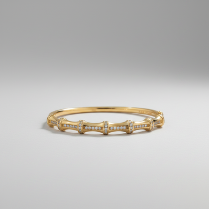 Brazalete Dorado Microcirconia Motivo Floral Continuo