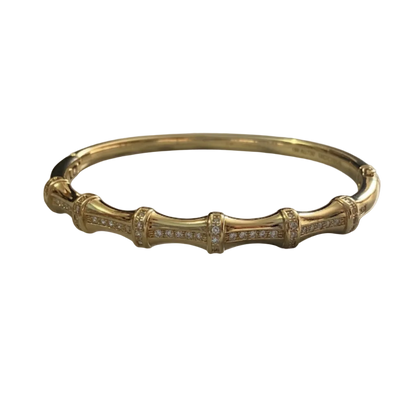 Brazalete Dorado Microcirconia Motivo Floral Continuo