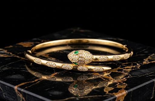 Brazalete Dorado Microcirconia Motivo Orgánico Central